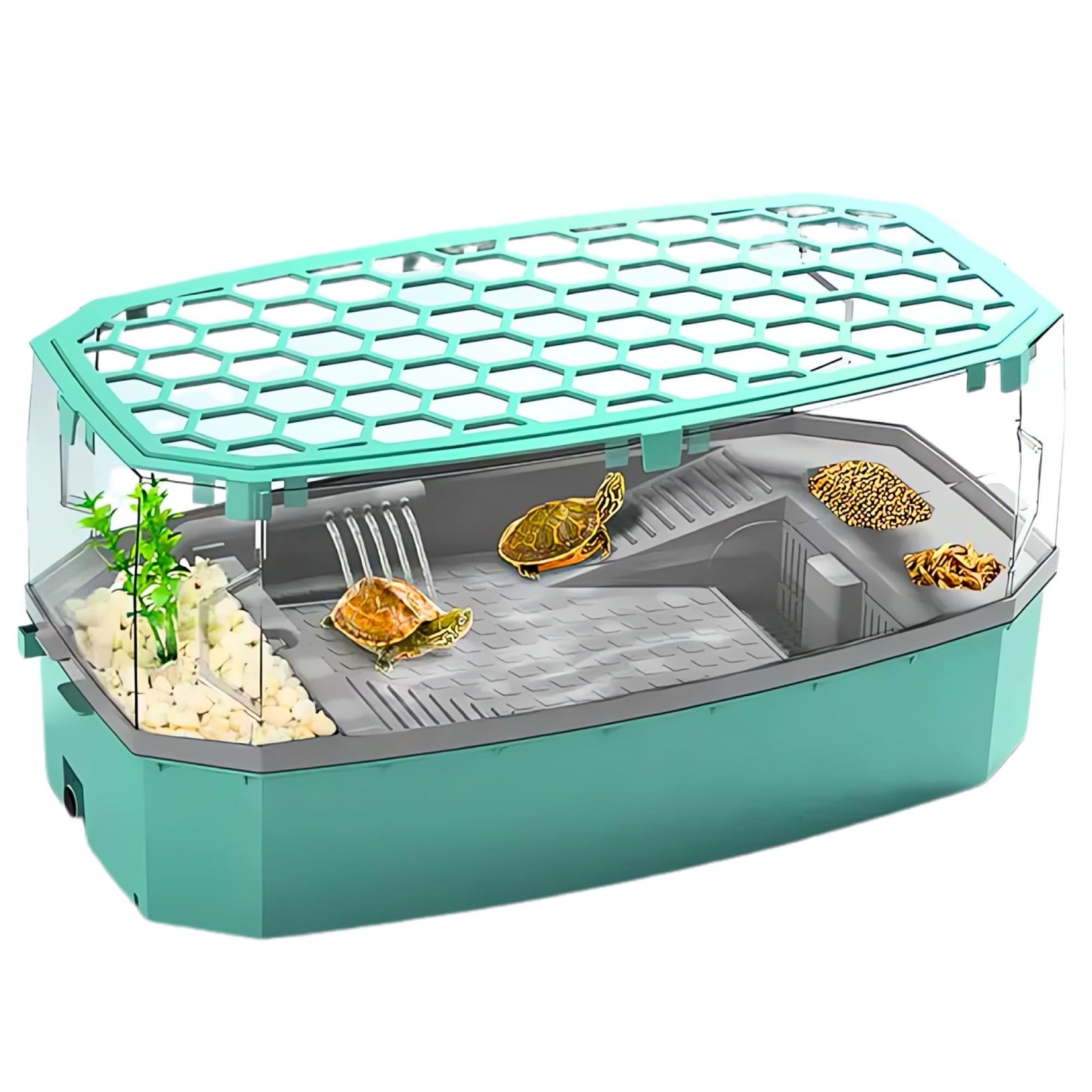 Buraq Pets Turtle Tank with Filter & Basking Area for Small Turtles