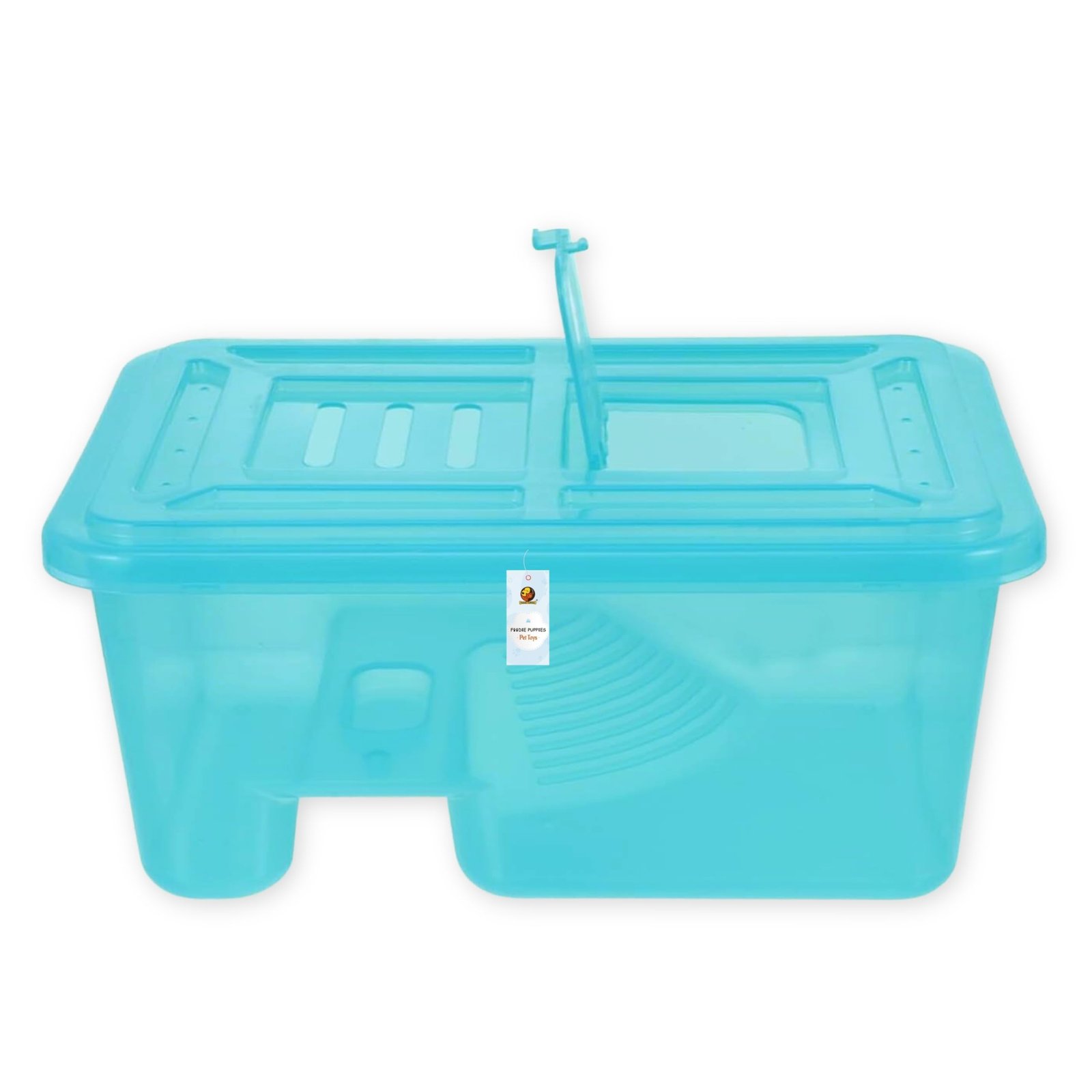 Foodie Puppies Turtle House Tank Aquarium with Cover (Turquoise, Medium - 42x30x16cm) | Reptile Habitat for Turtles, Crayfish