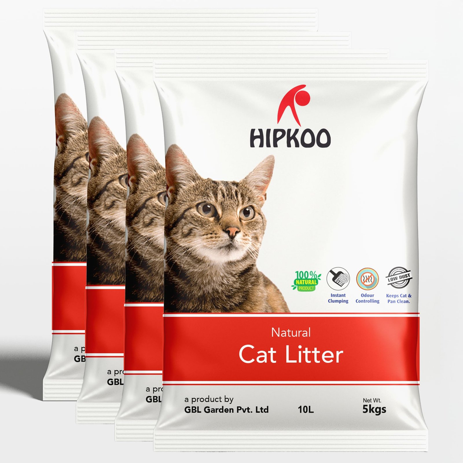 Hipkoo Exclusive Cat Litter 20Kg 100% Natural Unscented Bentonite Clay Dust Free Fragrance Free Absorbent Eco-Friendly Sand f