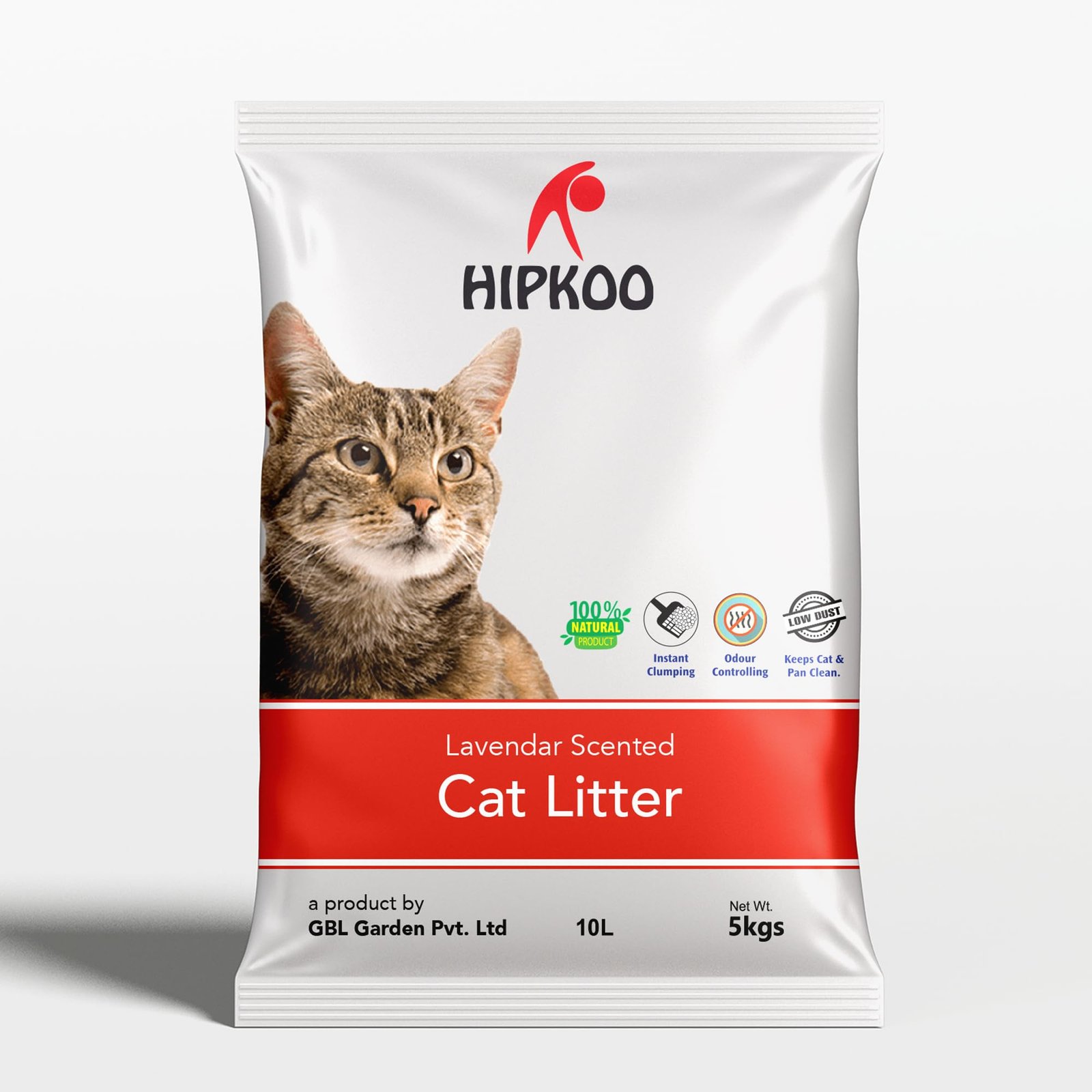 Hipkoo Exclusive Cat Litter 5Kg 100% Natural Lavender Scented Clumping Bentonite Clay Dust Free Trial or Travel or Single Pac
