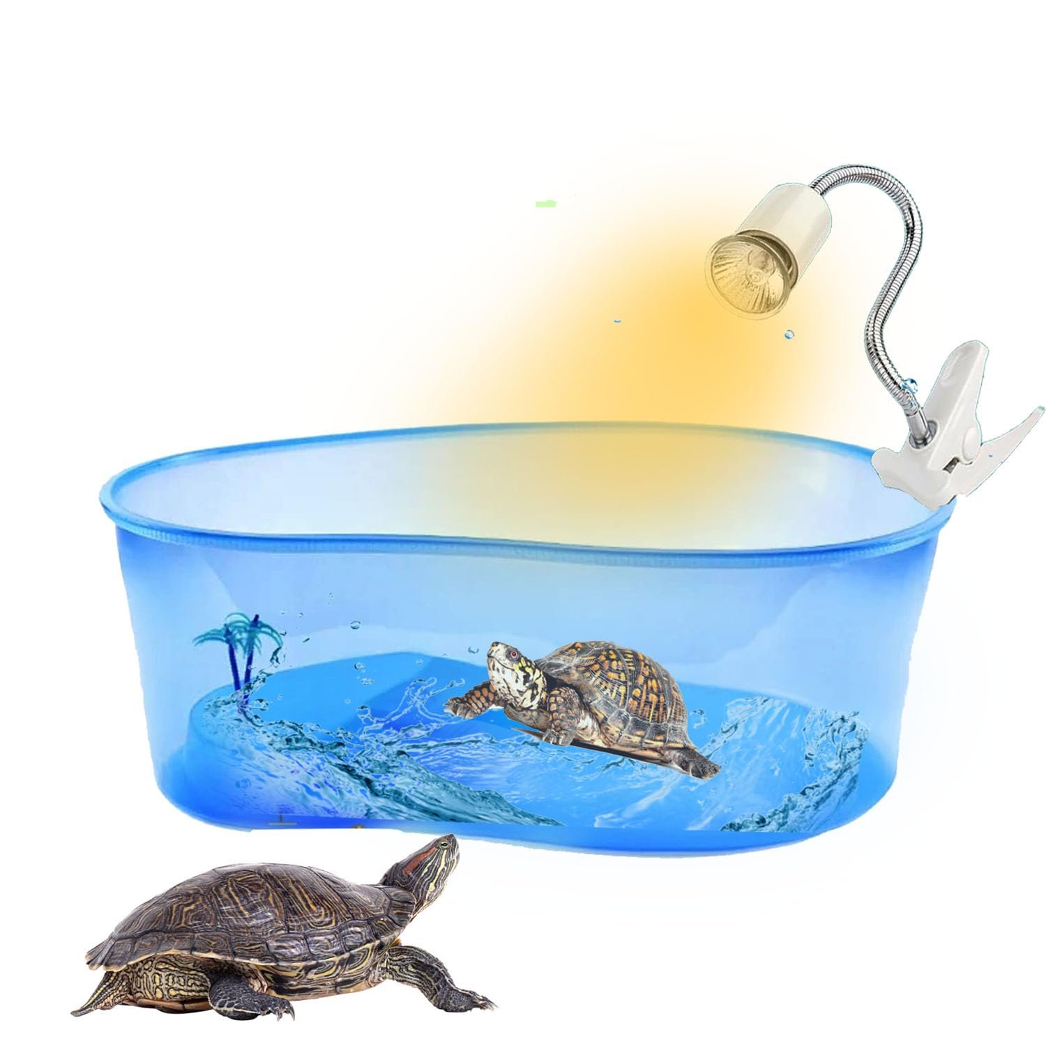 Jainsons Pet Products Plastic Turtle Tank Reptile Habitat Pet Terrariums Turtles Tank Aquarium Terrapin Topper Basking with P