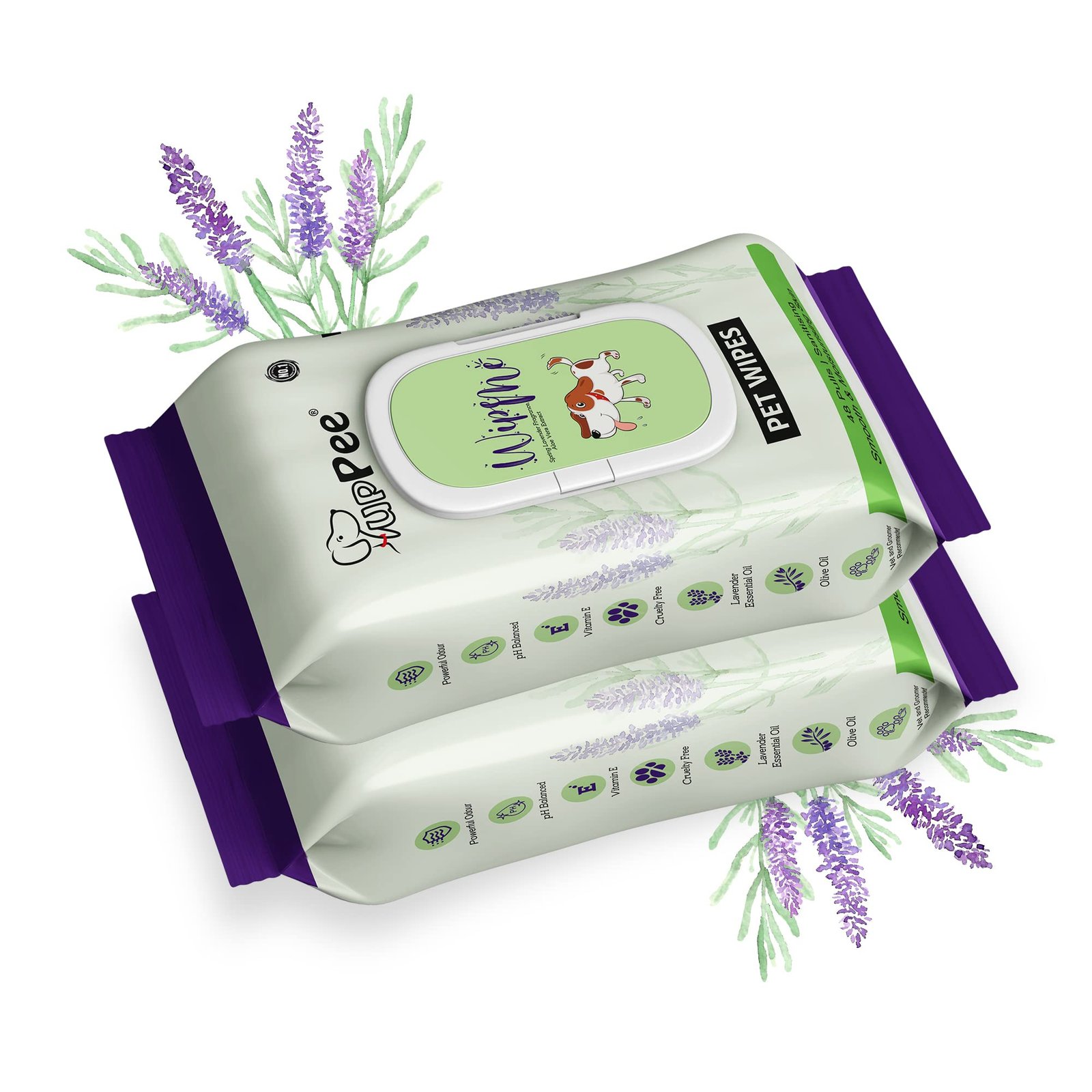 PUPPEE Wipe ME 100% Biodegradable 96 Count (Pack of 2) Wet Wipes for Dogs, Cats & All Pets | Lavender Essential, Vitamin E &
