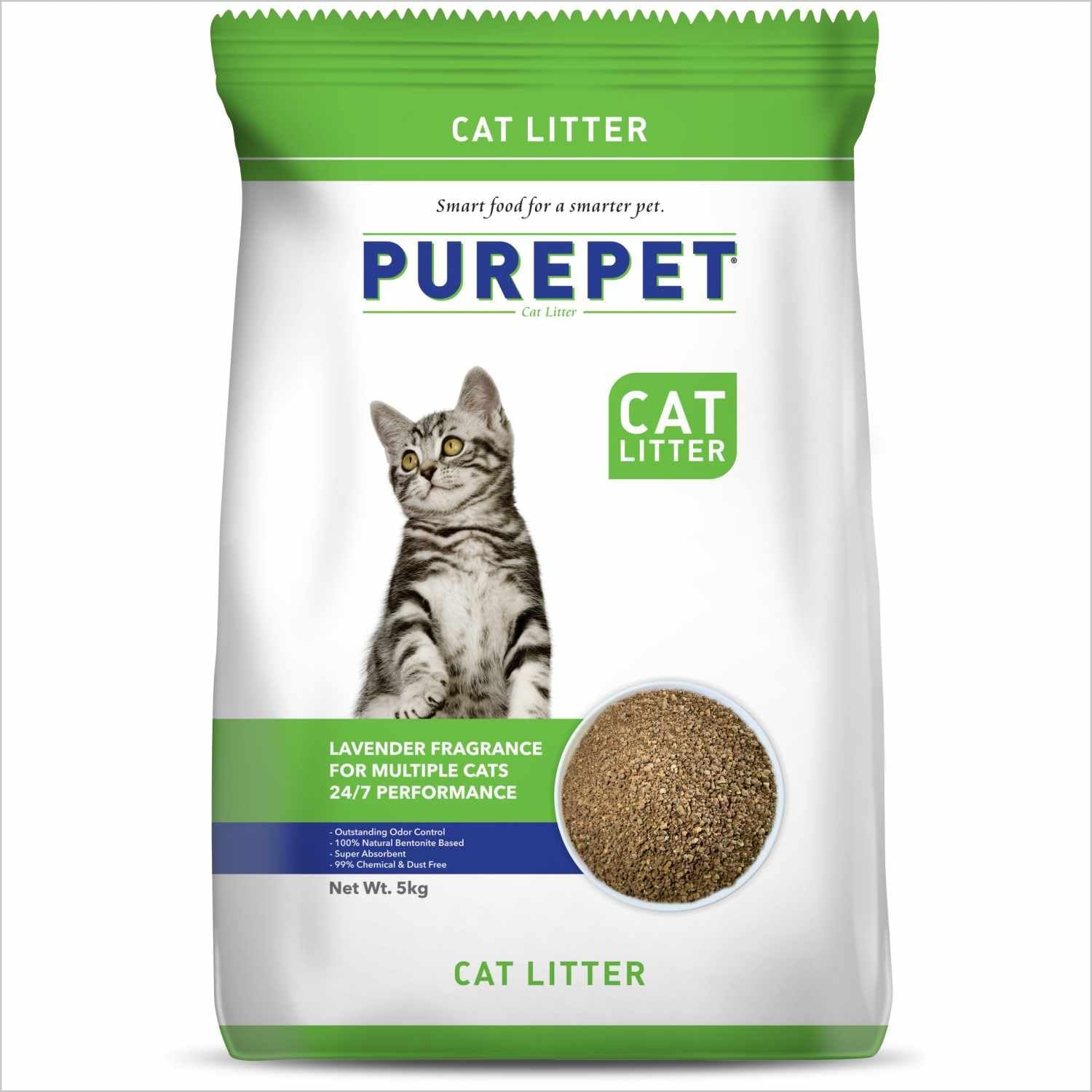 Purepet Cat Litter for All Breeds 5kg | Lavender Fragrance | Pet Friendly | Litter Tray Refill