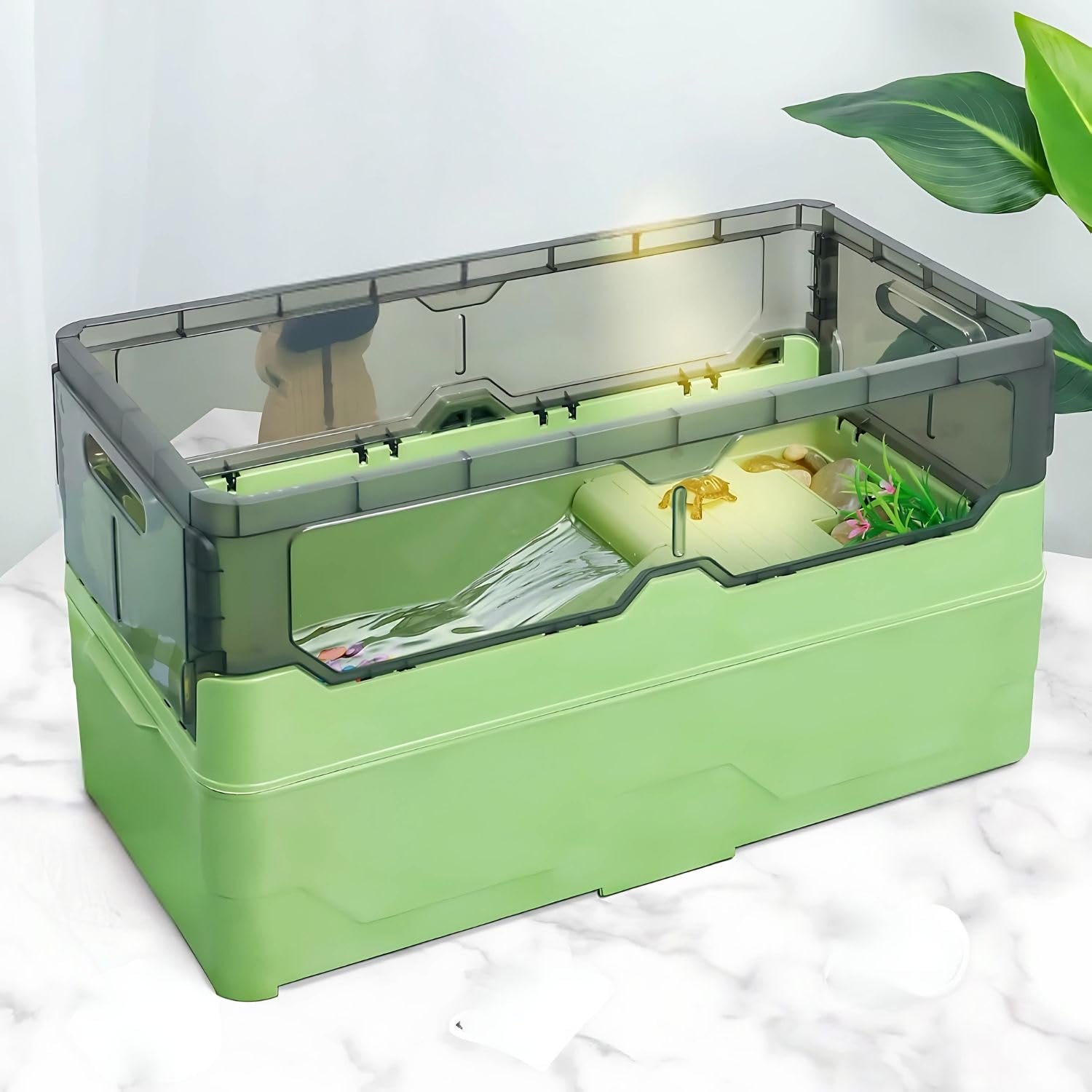 VAYINATO® Turtle Tank (Random Color) with Filter Pad & Water Pump-4W | 220L/Hr | 0.6M | 30 * 18 * 20.5 Cm - Ultra-Tall Glass