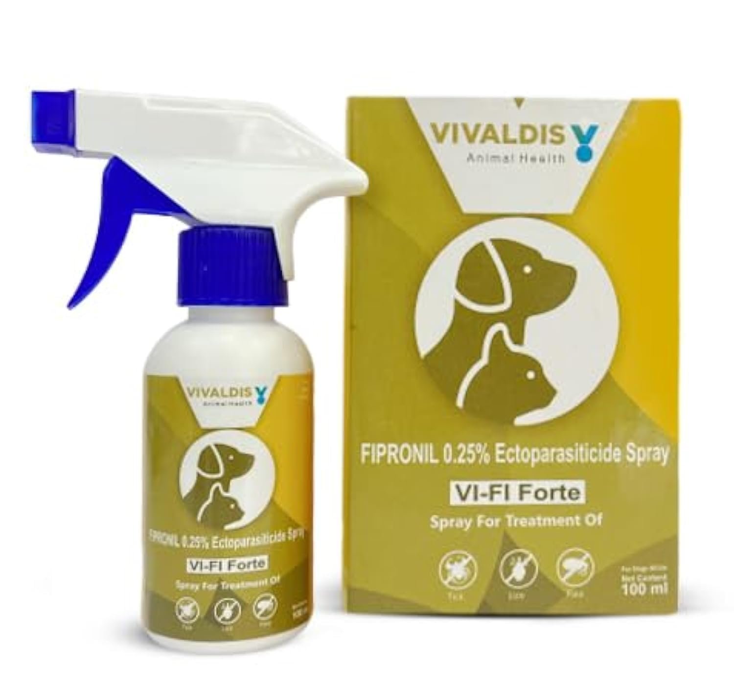 Vivaldis Vi-Fi Forte Tick & Flea Spray for Dogs & Cats | Fast-Acting, Long-Lasting Fipronil Formula | Ticks & Fleas Remover f